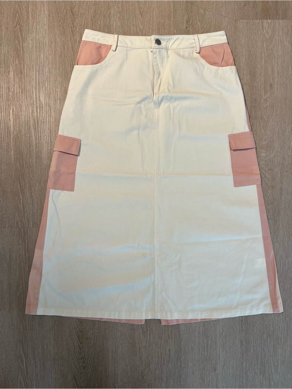 Two-Tone Cream and Pink Utility Skirt Women’s Size Large